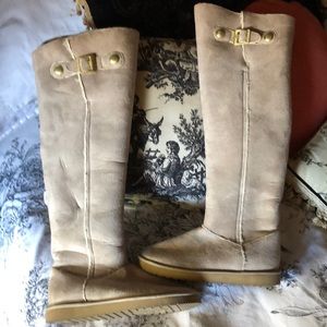 Vince Camuto faux shearling over knee flat boot